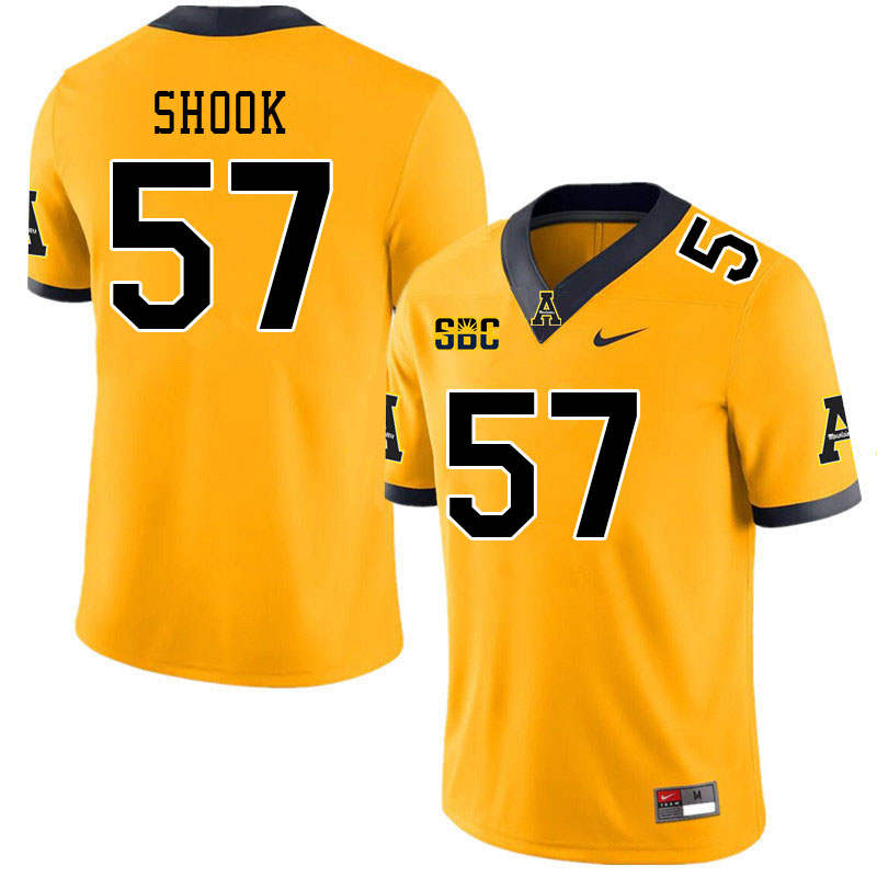 Men #57 Austin Shook Appalachian State Mountaineers College Football Jerseys Stitched Sale-Gold